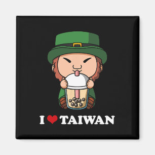 Anime St Patricks Day Leprechaun Bubble Tea I Love Magnet