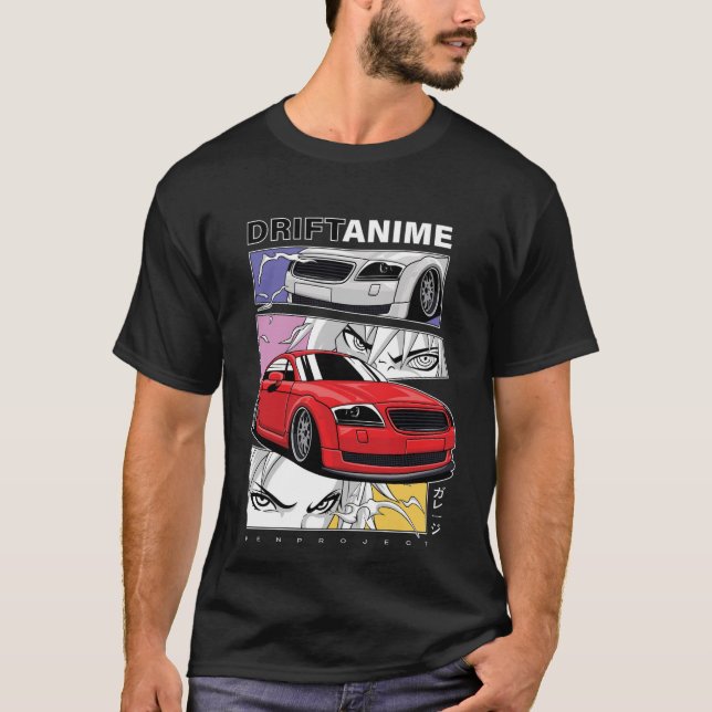 Anime Street Racing Car Illustration Art T-Shirt (Front)
