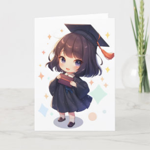 Anime Student Chibi Girl Holiday Card