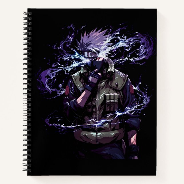 Anime Style Black : Kakashi Hatake Spiral Cover Notebook (Front)