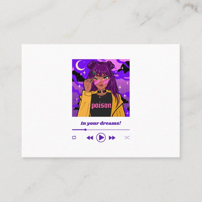 anime style featuring a cool woman business card (Front)