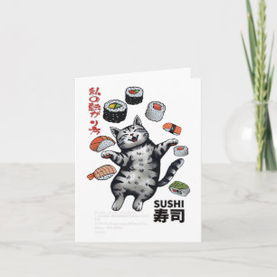Anime-style Sushi Cat Harajuku Tokyo Japan Cat Caf Card