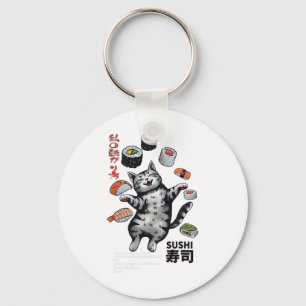 Anime-style Sushi Cat Harajuku Tokyo Japan Cat Caf Key Ring