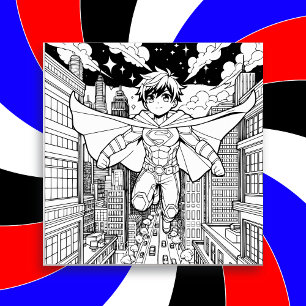 Anime Superhero Boy   Kid's Colouring   Save The Date