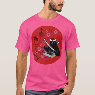 Anime Sushi Cat Japanese Samurai Cat  T-Shirt
