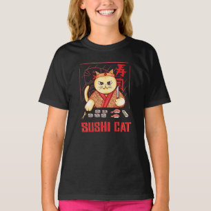 Anime Sushi Cat Japanese Sushi Chef Anime Graphic  T-Shirt