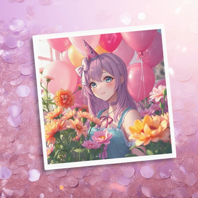 Anime Themed Birthday Girl  Napkin (Creator Uploaded)