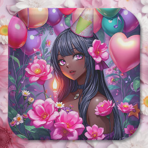 Anime Themed Birthday Girl of Colour  Paper Plate