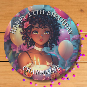 Anime Themed Birthday Girl of Colour Paper Plate