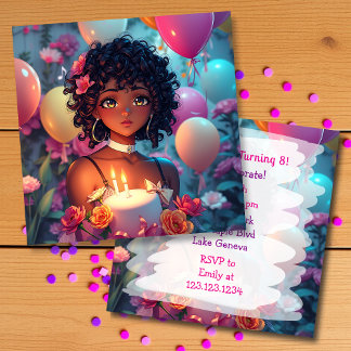 Anime Themed Birthday Girl Personalised Invitation