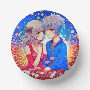 Anime Themed Valentine's Day Party Paper Plate