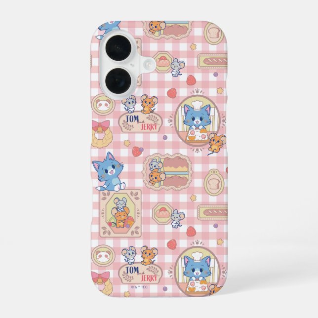 Anime Tom and Jerry Bakery Pattern iPhone 16 Case (Back)