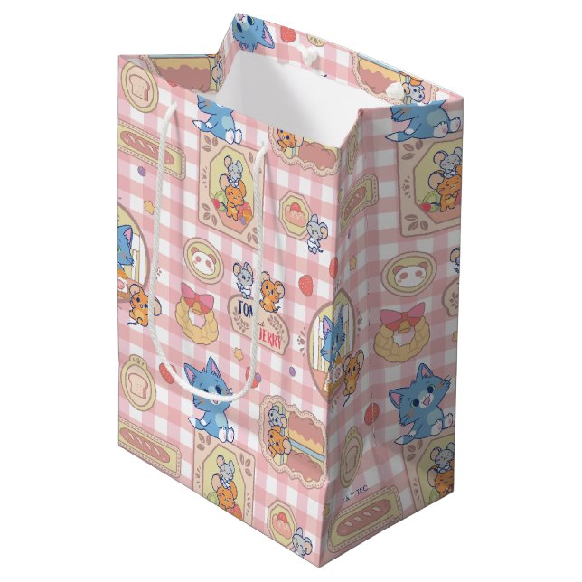 Anime Tom and Jerry Bakery Pattern Medium Gift Bag (Front Angled)