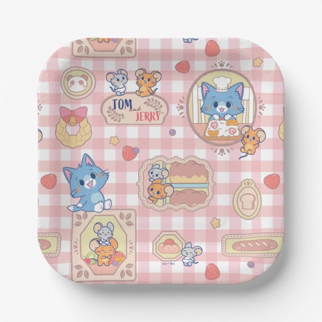 Anime Tom and Jerry Bakery Pattern Paper Plate (Front)