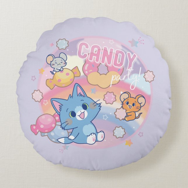 Anime Tom and Jerry Candy Party Round Cushion (Front)