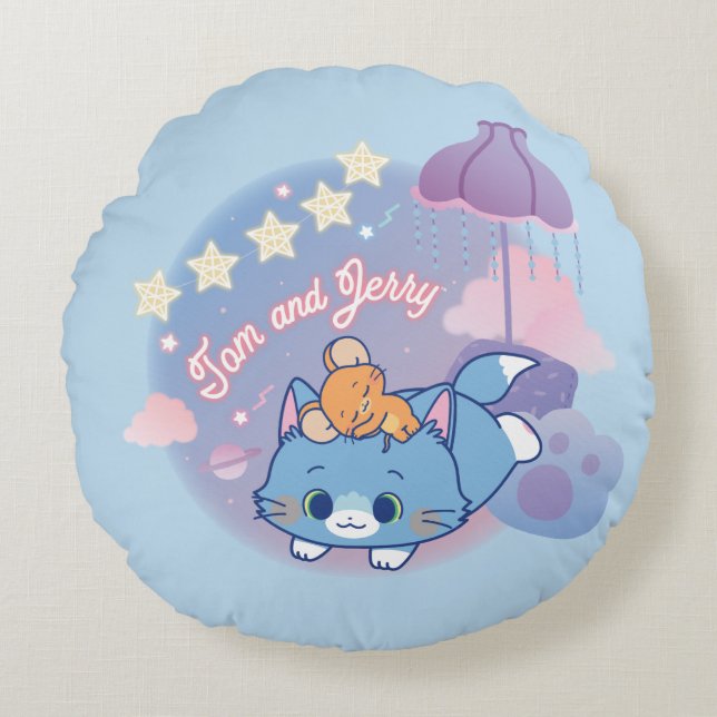 Anime Tom and Jerry Dreamy Nights Round Cushion (Front)
