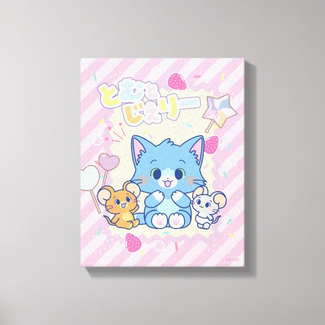 Anime Tom and Jerry Strawberry Fun Canvas Print (Front)