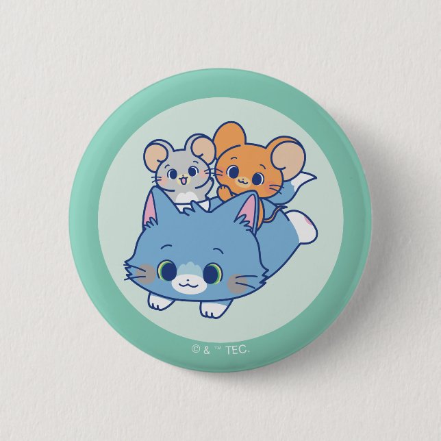Anime Tom, Jerry, and Tuffy 6 Cm Round Badge (Front)