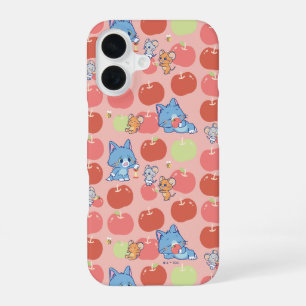 Anime Tom, Jerry, and Tuffy Apple Pattern iPhone 16 Case