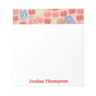 Anime Tom, Jerry, and Tuffy Apple Pattern Notepad