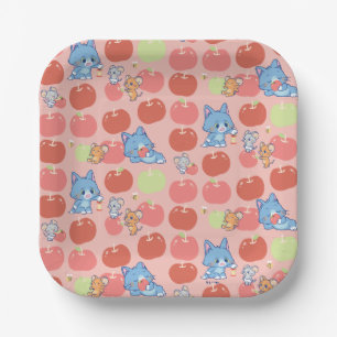 Anime Tom, Jerry, and Tuffy Apple Pattern Paper Plate