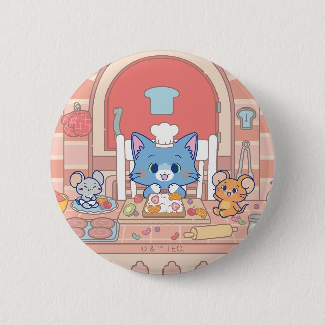 Anime Tom, Jerry, and Tuffy Bakery 6 Cm Round Badge (Front)