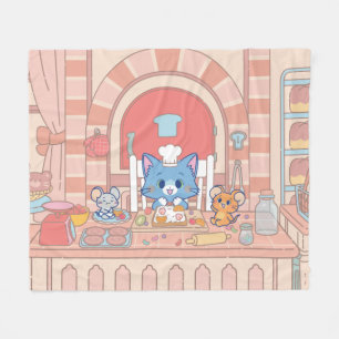 Anime Tom, Jerry, and Tuffy Bakery Fleece Blanket