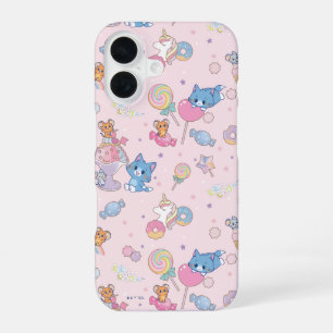 Anime Tom, Jerry, and Tuffy Candyland Pattern iPhone 16 Case