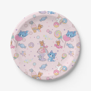 Anime Tom, Jerry, and Tuffy Candyland Pattern Paper Plate