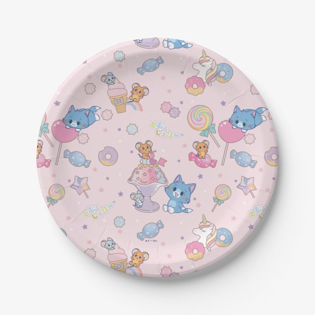 Anime Tom, Jerry, and Tuffy Candyland Pattern Paper Plate (Front)
