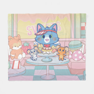 Anime Tom, Jerry, and Tuffy Dessert Parlor Fleece Blanket