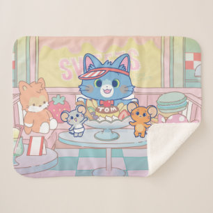Anime Tom, Jerry, and Tuffy Dessert Parlor Sherpa Blanket