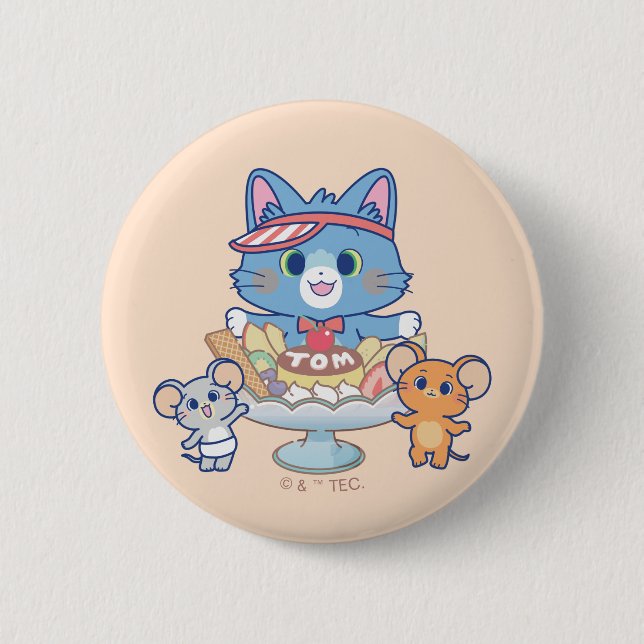 Anime Tom, Jerry, and Tuffy Dessert Parlour 6 Cm Round Badge (Front)