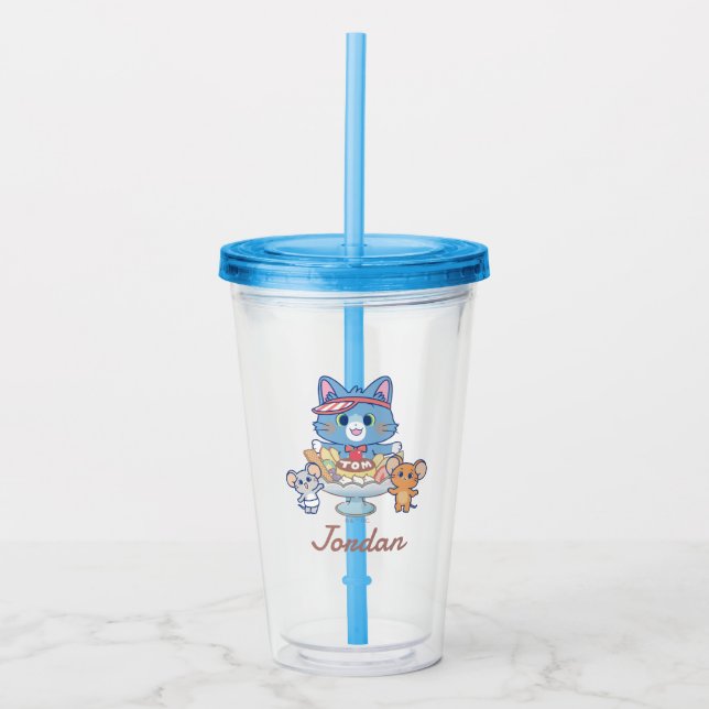 Anime Tom, Jerry, and Tuffy Dessert Parlour Acrylic Tumbler (Front)
