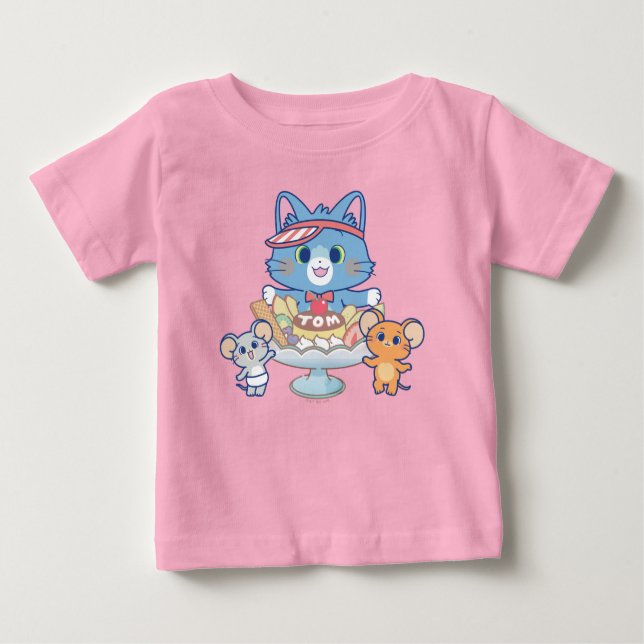 Anime Tom, Jerry, and Tuffy Dessert Parlour Baby T-Shirt (Front)