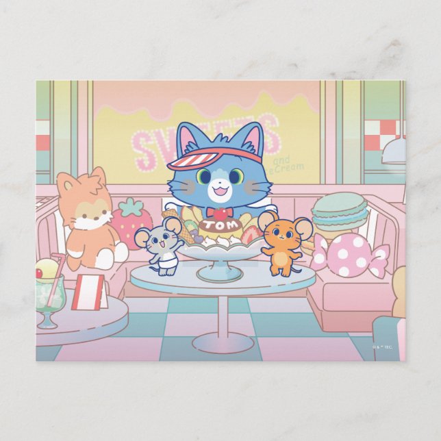 Anime Tom, Jerry, and Tuffy Dessert Parlour Postcard (Front)