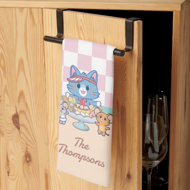 Anime Tom, Jerry, and Tuffy Dessert Parlour Tea Towel (Thirds Fold)