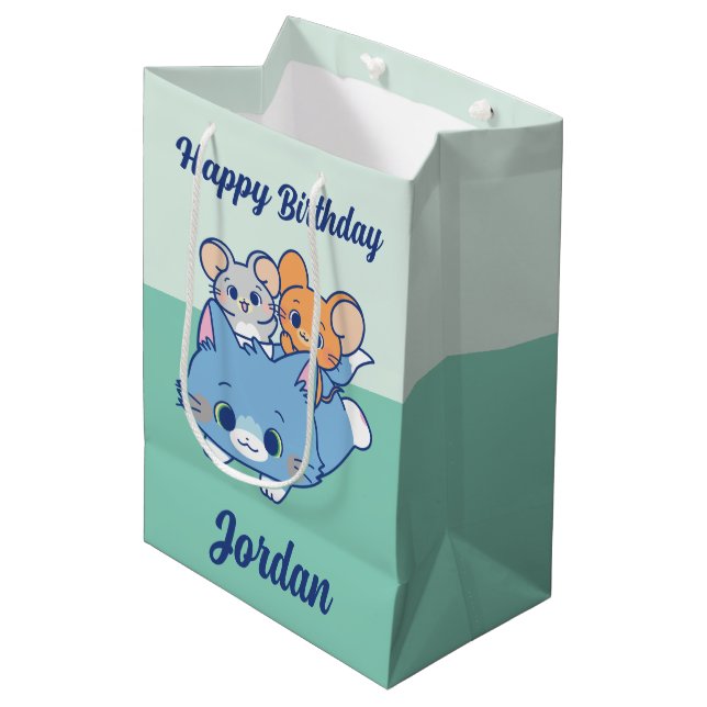 Anime Tom, Jerry, and Tuffy Medium Gift Bag (Front Angled)