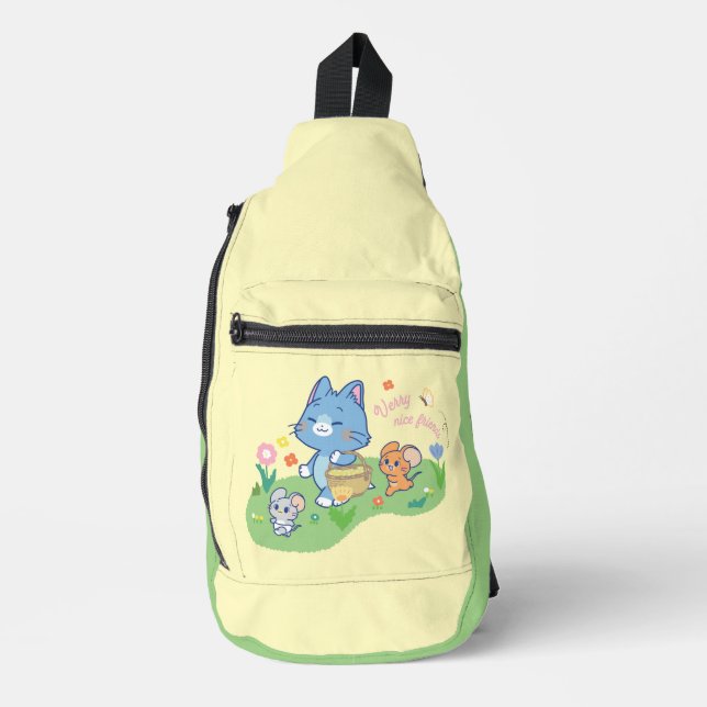 Anime Tom, Jerry, and Tuffy Picnic Sling Bag (Front)