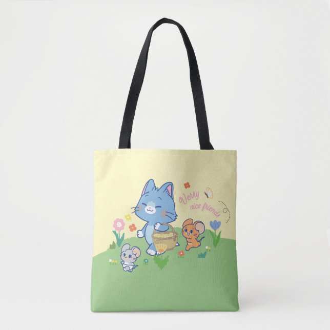 Anime Tom, Jerry, and Tuffy Picnic Tote Bag (Front)