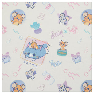 Anime Tom, Jerry, and Tuffy Playtime Pattern Fabric