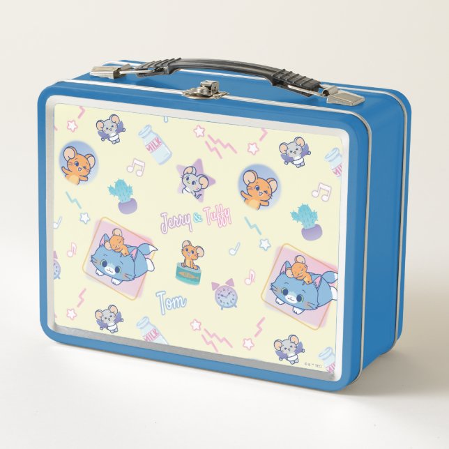 Anime Tom, Jerry, and Tuffy Playtime Pattern Metal Lunch Box (Front)