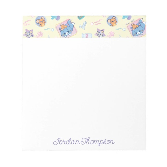 Anime Tom, Jerry, and Tuffy Playtime Pattern Notepad (Front)