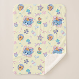 Anime Tom, Jerry, and Tuffy Playtime Pattern Sherpa Blanket