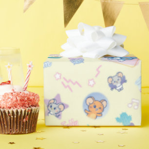 Anime Tom, Jerry, and Tuffy Playtime Pattern Wrapping Paper