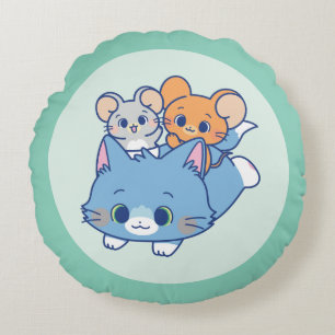 Anime Tom, Jerry, and Tuffy Round Cushion