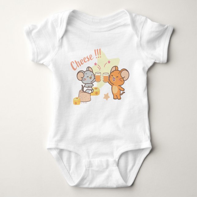 Anime Tuffy and Jerry Cheers to Cheese Baby Bodysuit (Front)