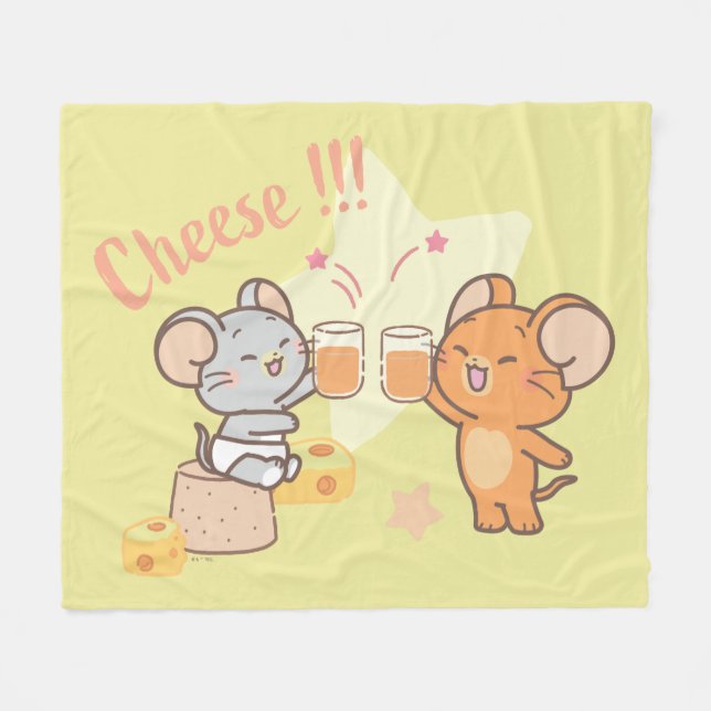 Anime Tuffy and Jerry Cheers to Cheese Fleece Blanket (Front (Horizontal))