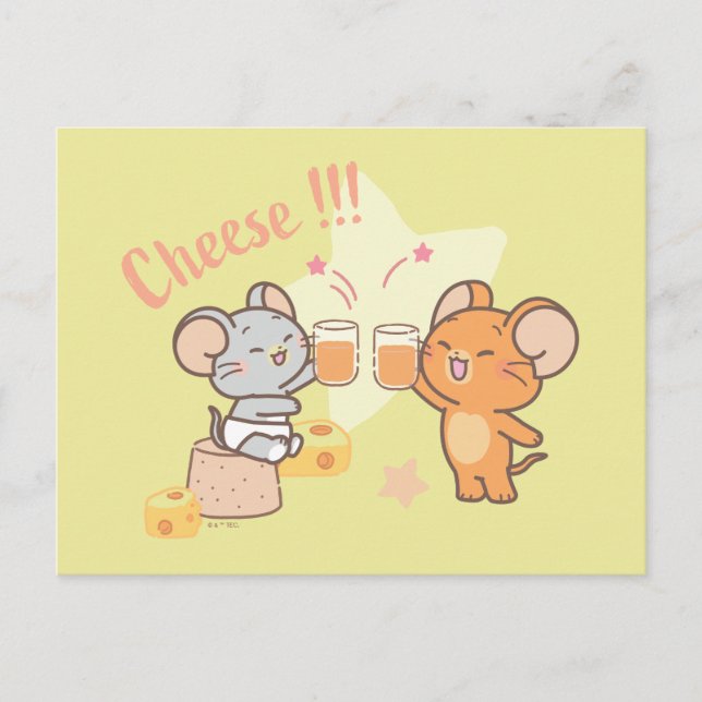 Anime Tuffy and Jerry Cheers to Cheese Postcard (Front)