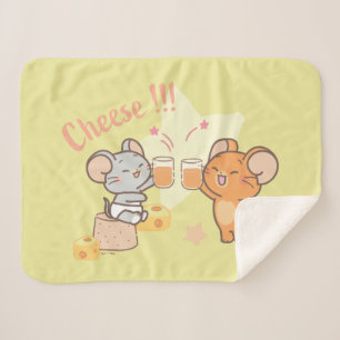 Anime Tuffy and Jerry Cheers to Cheese Sherpa Blanket
